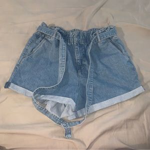 Garage paper bag jean shorts